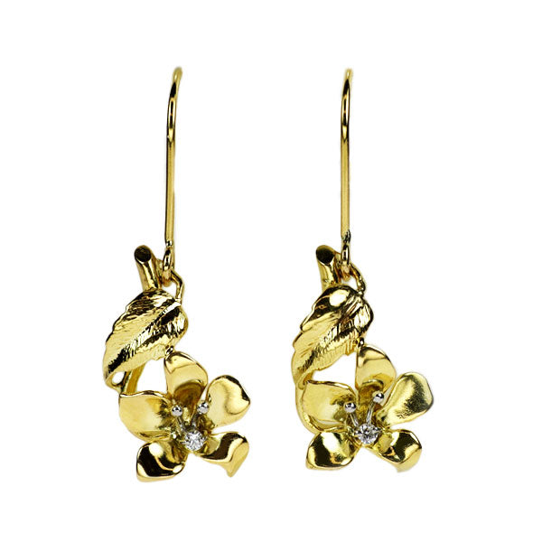 K18YG/WG ダイヤモンド ピアス 0.12ct フラワー