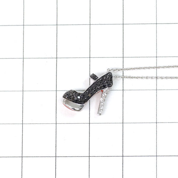 エナメル/ K18WG ブラック/カラーレス ダイヤモンド ペンダントネックレス 0.50ct ハイヒール リバーシブル