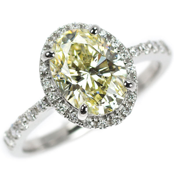 Pt900 オーバル ダイヤモンド  リング 2.013ct D0.24ct