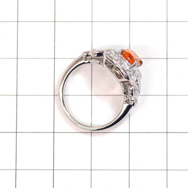 Pt900 スぺサルティンガーネット ダイヤモンド リング 1.82ct D0.95ct