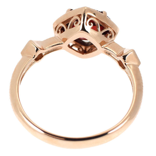 K18PG チェッカーカット ガーネット ダイヤモンド リング 1.70ct D0.03ct