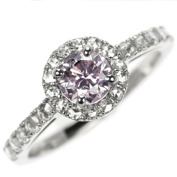 新品 希少 Pt950 天然ピンクダイヤモンド リング 0.622ct FPP I1 D0.25ct【エスコレ】