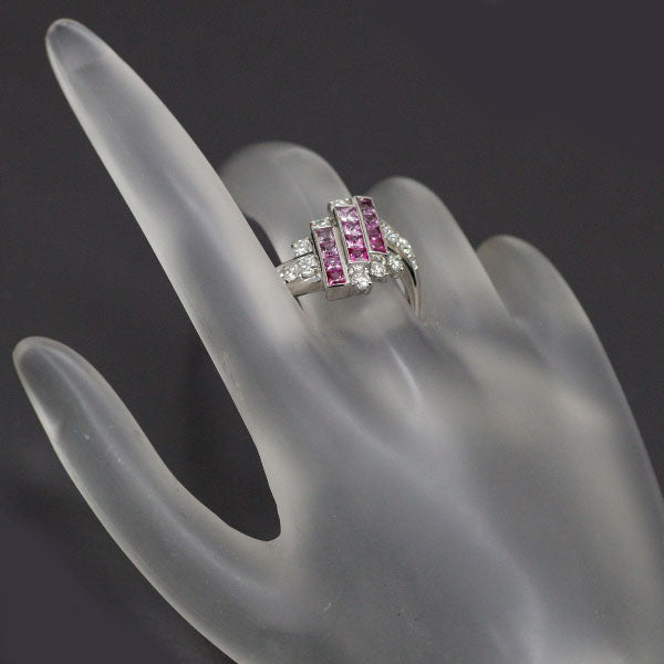 Pt900 ピンクサファイア ダイヤモンド リング 1.30ct D0.83ct
