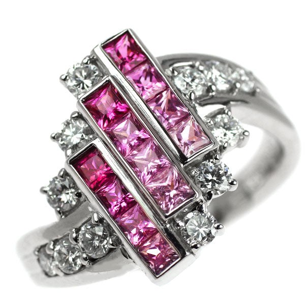 Pt900 ピンクサファイア ダイヤモンド リング 1.30ct D0.83ct