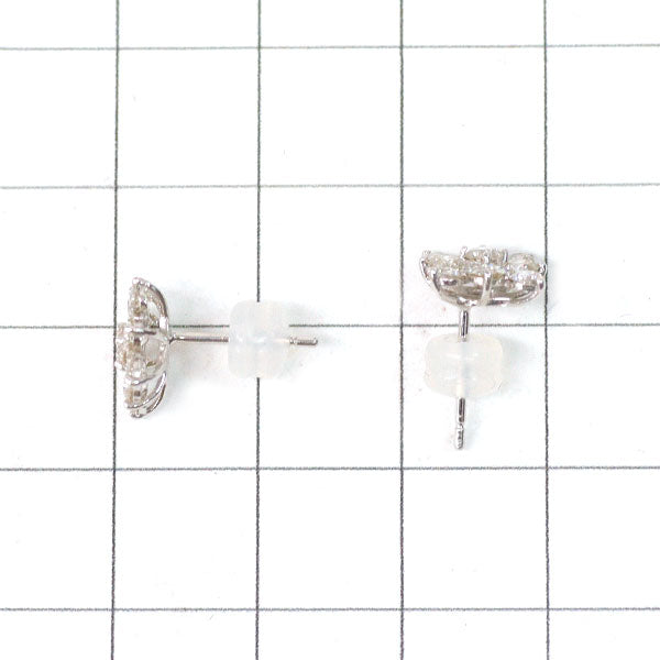 K18WG ダイヤモンド ピアス 1.06ct フラワー
