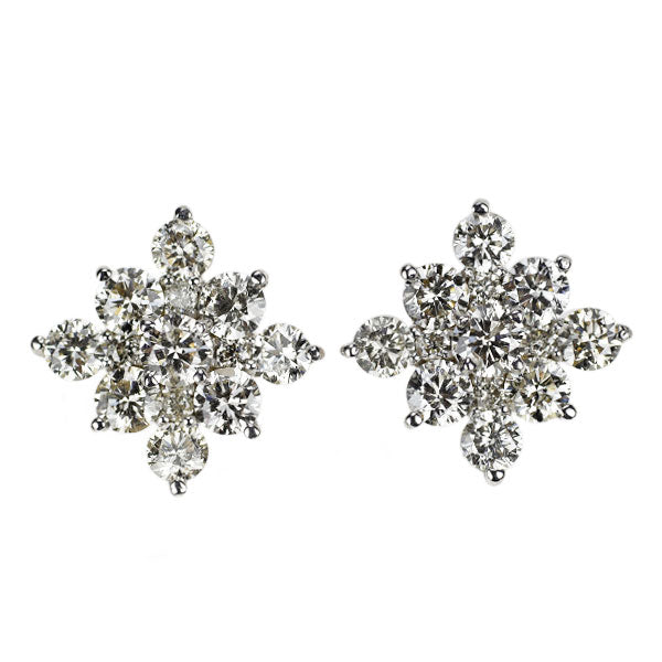 K18WG ダイヤモンド ピアス 1.06ct フラワー