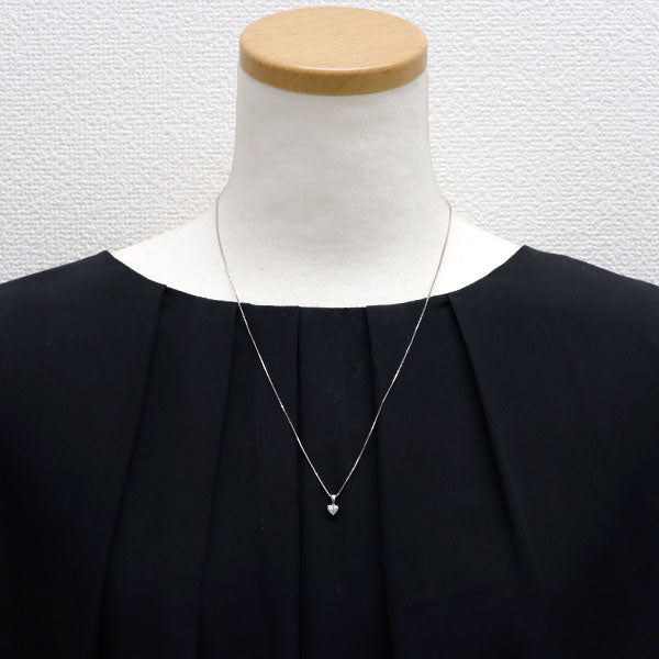 K18WG ハートシェイプ ダイヤモンド ペンダントネックレス 0.30ct