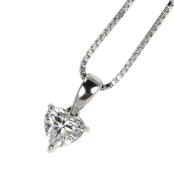 K18WG ハートシェイプ ダイヤモンド ペンダントネックレス 0.30ct