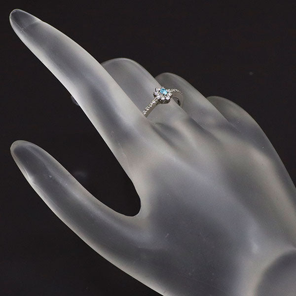 新品 希少 Pt950 パライバトルマリン ダイヤモンド リング 0.05ct D0.17ct フラワー