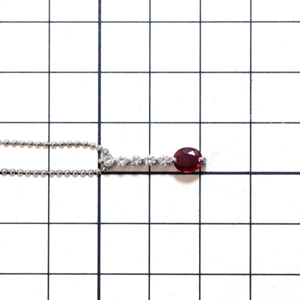 Pt900/ Pt850 ルビー ダイヤモンド ペンダントネックレス 0.61ct D0.20ct