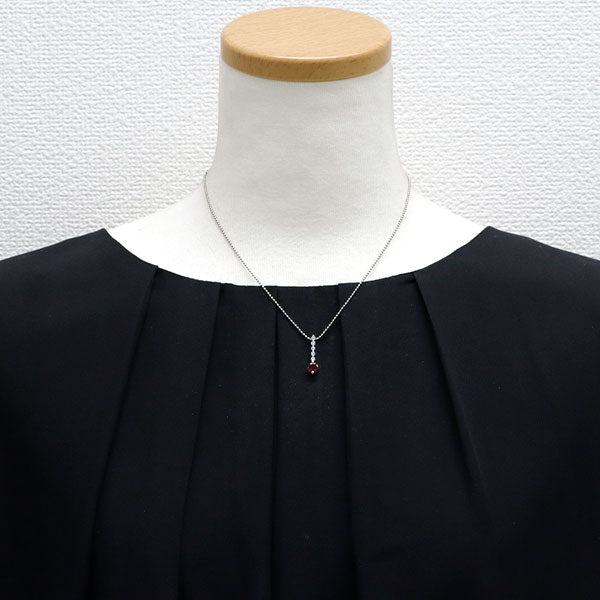 Pt900/ Pt850 ルビー ダイヤモンド ペンダントネックレス 0.61ct D0.20ct