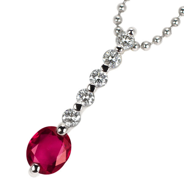 Pt900/ Pt850 ルビー ダイヤモンド ペンダントネックレス 0.61ct D0.20ct