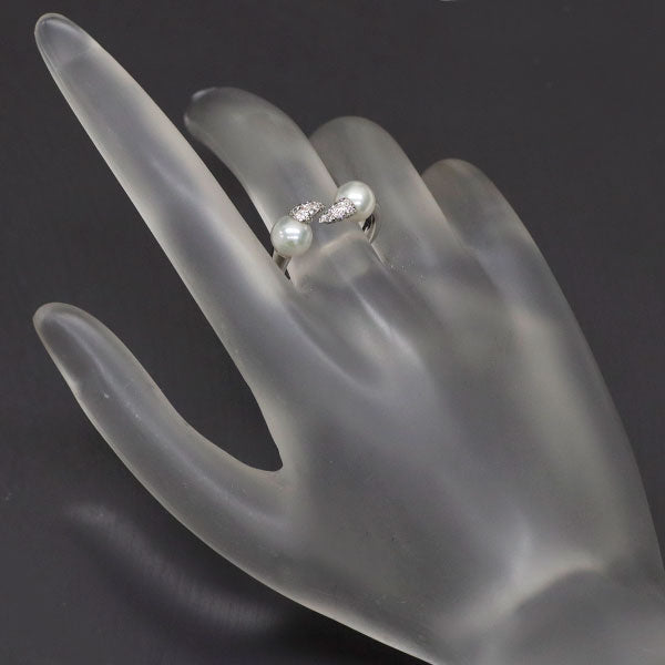 TASAKI K18WG Akoya pearl diamond ring, diameter approx. 6.5mm, D0.12ct, #10.0 Danger Fang, Selby Ginza store
