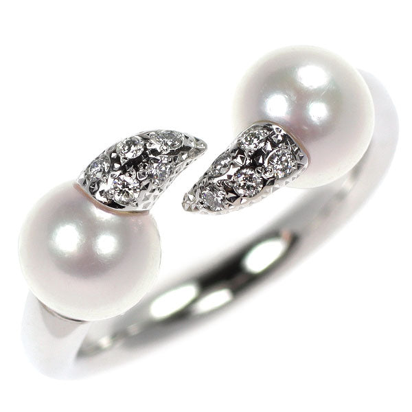 TASAKI K18WG Akoya pearl diamond ring, diameter approx. 6.5mm, D0.12ct, #10.0 Danger Fang, Selby Ginza store
