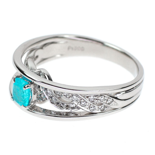 希少 Pt900 パライバトルマリン ダイヤモンド リング 0.448ct D0.29ct