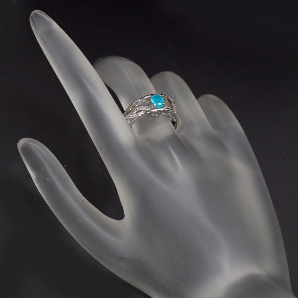 希少 Pt900 パライバトルマリン ダイヤモンド リング 0.448ct D0.29ct