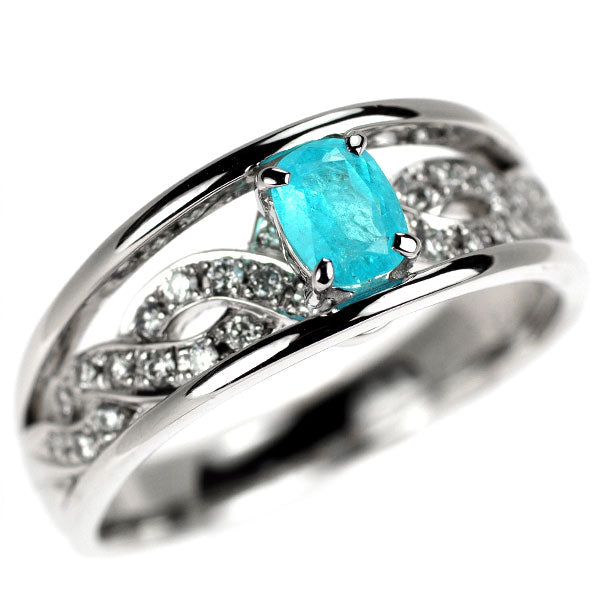 希少 Pt900 パライバトルマリン ダイヤモンド リング 0.448ct D0.29ct