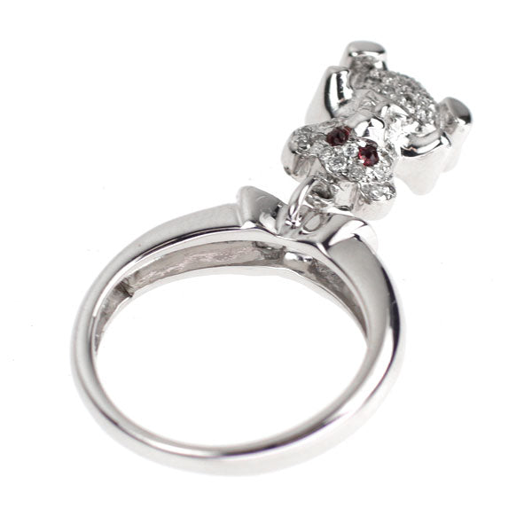 K18WG ダイヤモンド ルビー リング 0.38ct R0.06ct 熊