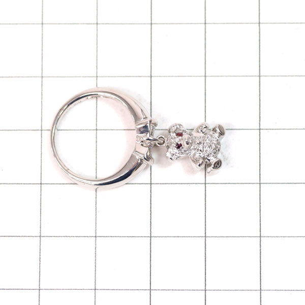 K18WG ダイヤモンド ルビー リング 0.38ct R0.06ct 熊