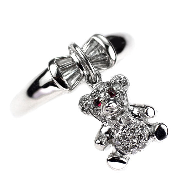 K18WG ダイヤモンド ルビー リング 0.38ct R0.06ct 熊