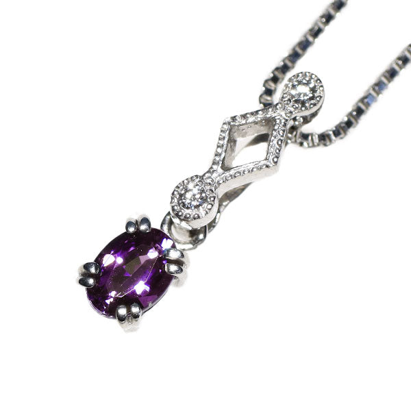 希少 K18WG アレキサンドライト ダイヤモンド ペンダントネックレス 0.26ct D0.02ct