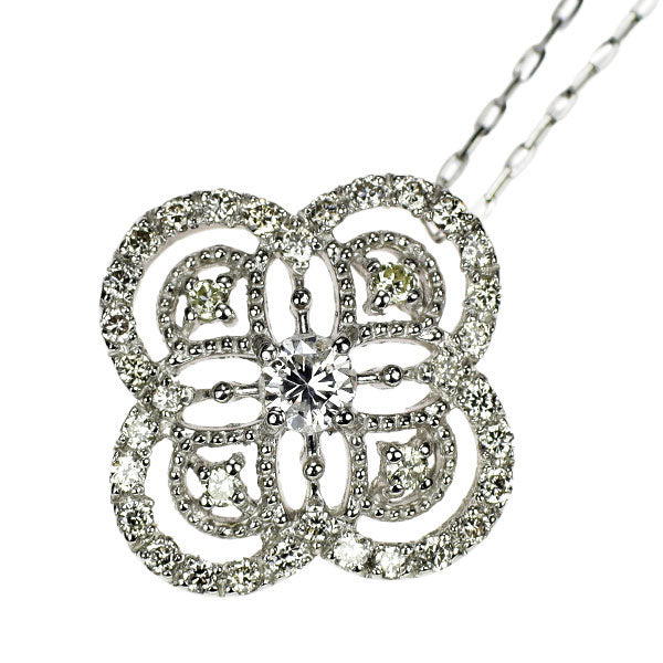 Pt ダイヤモンド ペンダントネックレス 0.31ct フラワー