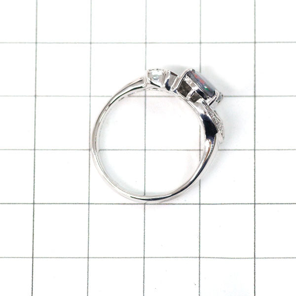 K18WG ブラックオパール ダイヤモンド リング 1.10ct D0.31ct