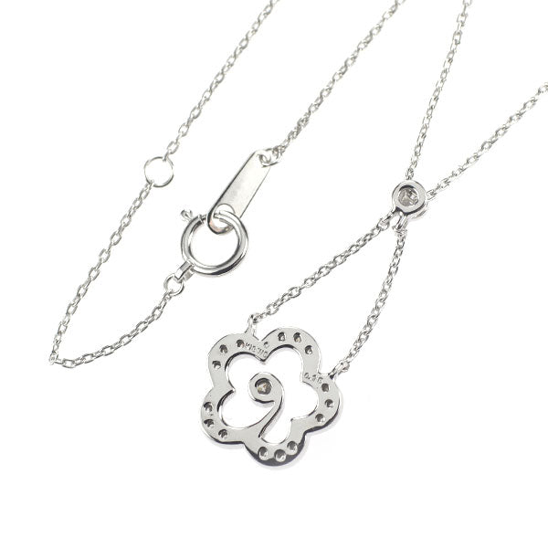 K18WG ダイヤモンド ペンダントネックレス 0.15ct フラワー