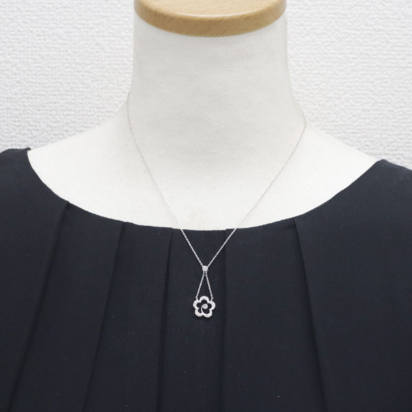 K18WG ダイヤモンド ペンダントネックレス 0.15ct フラワー
