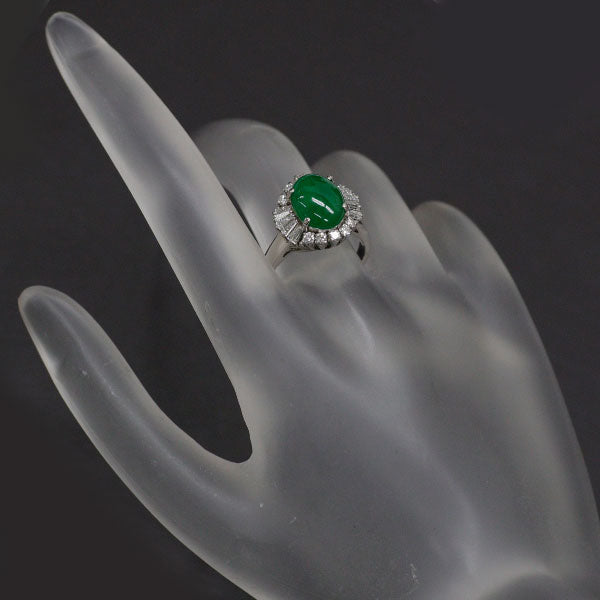 Pt800 翡翠 ダイヤモンド リング D0.70ct