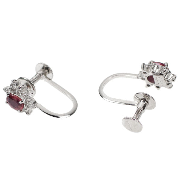 Pt850 ルビー ダイヤモンド イヤリング 0.53ct D0.16ct