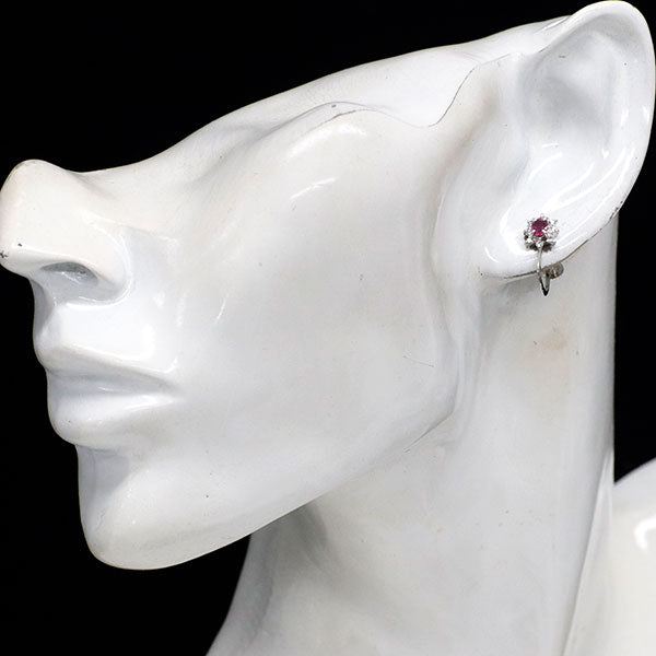 Pt850 ルビー ダイヤモンド イヤリング 0.53ct D0.16ct