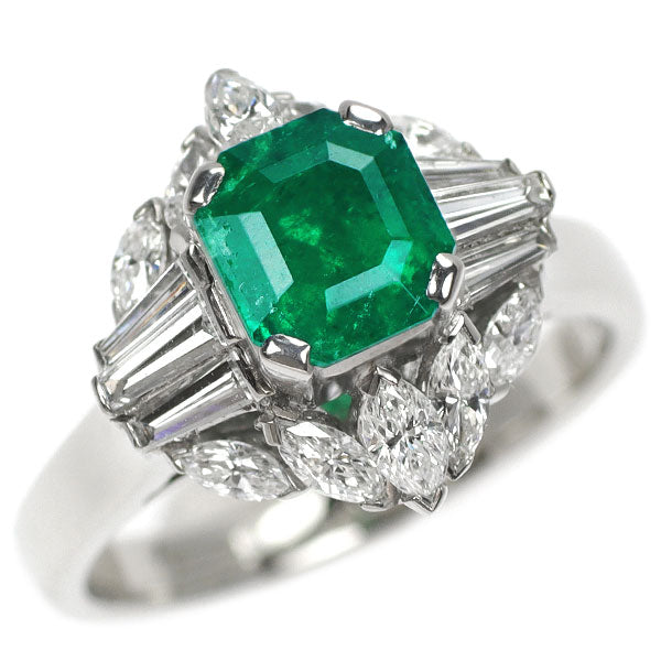 Pt900 エメラルド ダイヤモンド リング 0.95ct D0.72ct