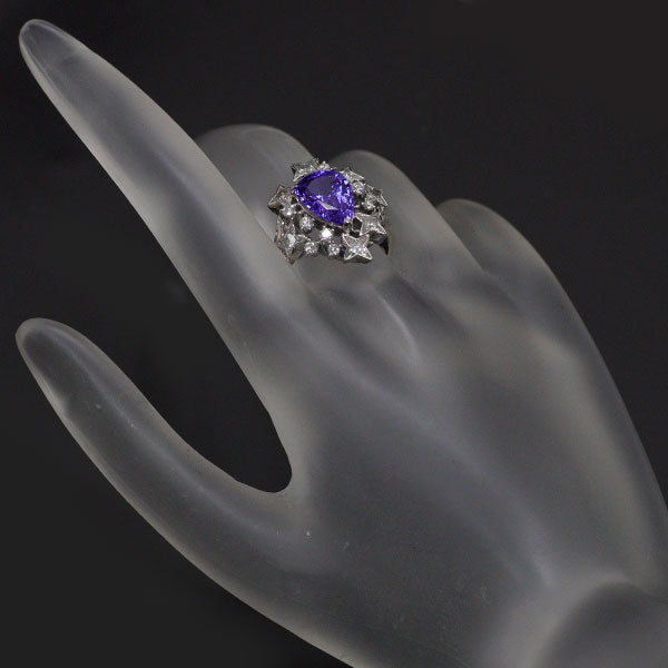 Pt900 タンザナイト ダイヤモンド リング 2.98ct D1.39ct