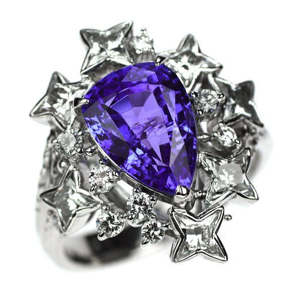 Pt900 タンザナイト ダイヤモンド リング 2.98ct D1.39ct