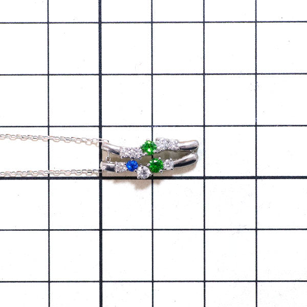 Rare K18WG Apatite Garnet Diamond Pendant Necklace 0.038ct G0.19ct D0.30ct 2WAY 