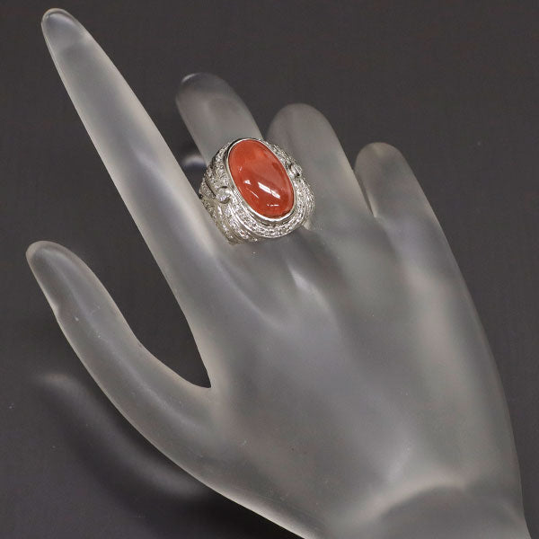 Pt900 ロードクロサイト ダイヤモンド リング 12.88ct D0.75ct