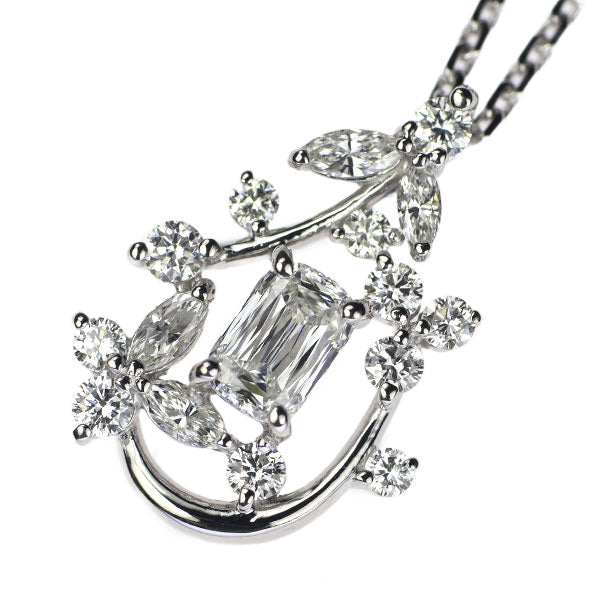 Pt クリスクッションカット ダイヤモンド ネックレス 0.540ct E VS1 D0.55ct