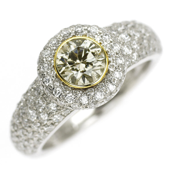 カシケイ Pt900/K18YG ブラウン ダイヤモンド リング 0.616ct D0.70ct