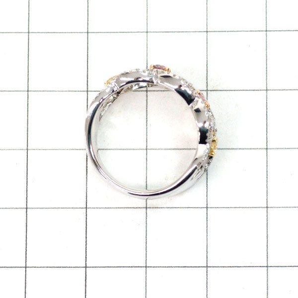 希少 K18YG/WG/PG 天然ピンク/イエロー ダイヤモンド  リング P0.21ct Y0.18ct D0.58ct