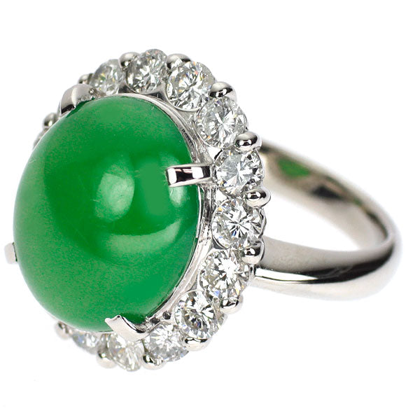Pt900 樹脂含浸なし 翡翠 ダイヤモンド リング 13.10ct D2.00ct
