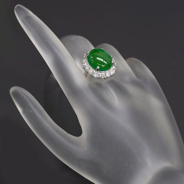 Pt900 樹脂含浸なし 翡翠 ダイヤモンド リング 13.10ct D2.00ct