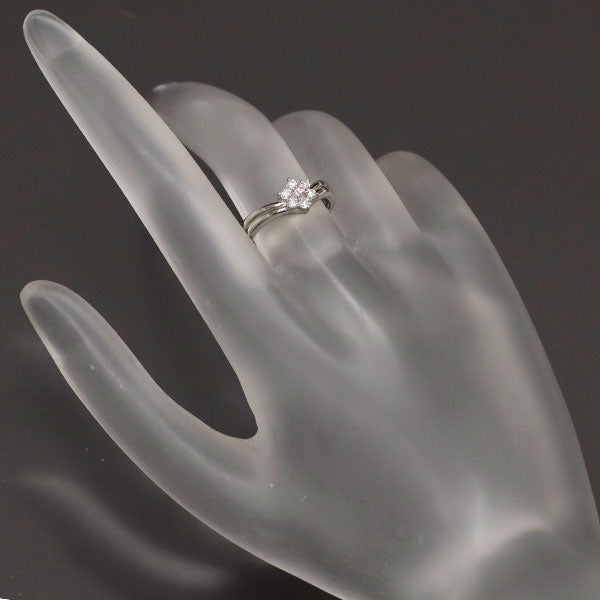 スタージュエリー 希少 Pt900 天然ピンク ダイヤモンド リング 0.03ct D0.17ct フラワー
