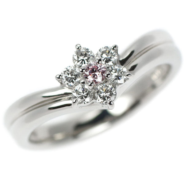 スタージュエリー 希少 Pt900 天然ピンク ダイヤモンド リング 0.03ct D0.17ct フラワー