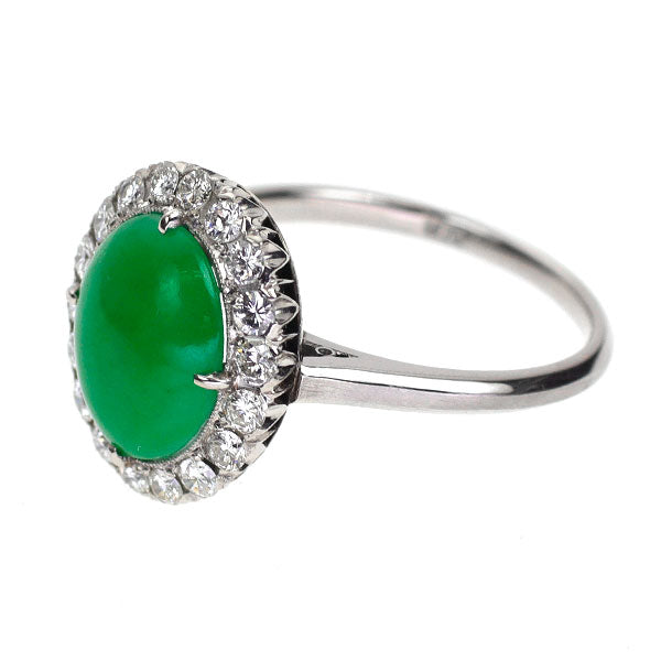 Pt700 翡翠 ダイヤモンド リング 2.57ct D0.36ct 千本透かし
