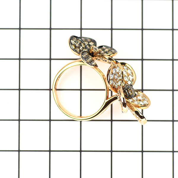 K18PG ダイヤモンド リング 2.98ct フラワー