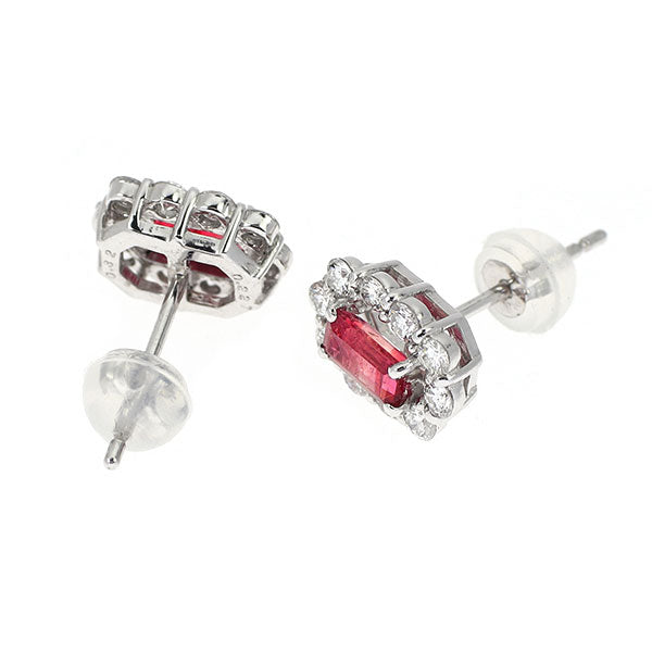 Pt900 レッドベリル ダイヤモンド ピアス 0.504ct D0.64ct