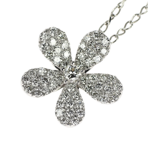 K18WG ダイヤモンド ペンダントネックレス 0.70ct フラワー