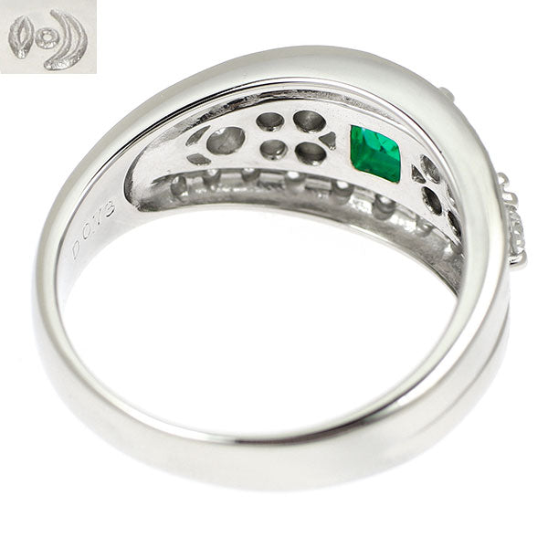 田崎真珠 Pt900 エメラルド ダイヤモンド リング 0.43ct D0.73ct
