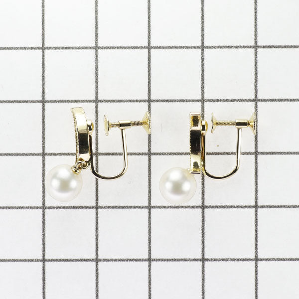 ミキモト K18YG アコヤ真珠 ダイヤモンド イヤリング 径約7.0mm 月